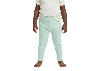 Light Green Flower Placement Rib Legging Nawao.com