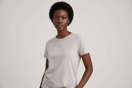 Light Grey Short Sleeve Crew Neck T Shirt Nawao.com