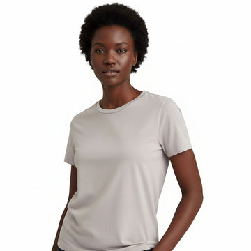 Light Grey Short Sleeve Crew Neck T Shirt Nawao.com