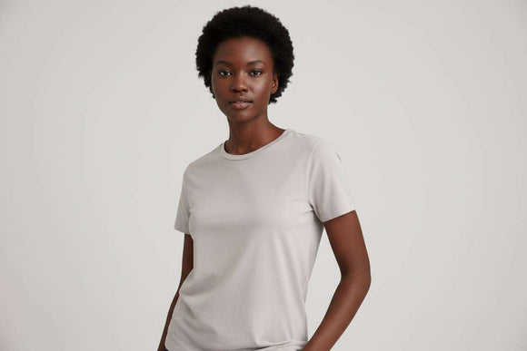 Light Grey Short Sleeve Crew Neck T Shirt Nawao.com