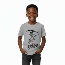 Light Grey Skater Short Sleeve Graphic Tee Mid Grey Nawao.com
