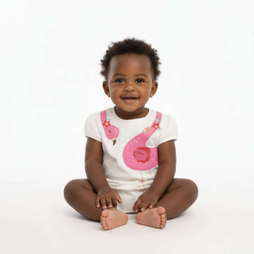 Light Pink 3D Flamingo Print Tee Pale Pink Nawao.com