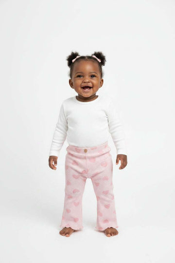 Light Pink All Over Print Tonal Pink Flower With Pocket Bell Bottom Leggings  Pale Pink Nawao.com