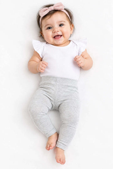 Light Pink And Grey Melange Solid Rib Leggings Lilac Nawao.com
