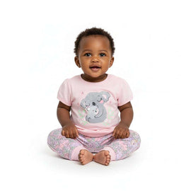 Light Pink Pyjama Set With Bear Print Pale Pink Nawao.com