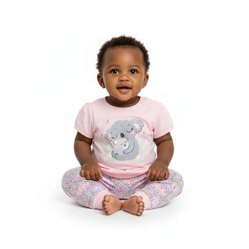 Light Pink Pyjama Set With Bear Print Pale Pink Nawao.com