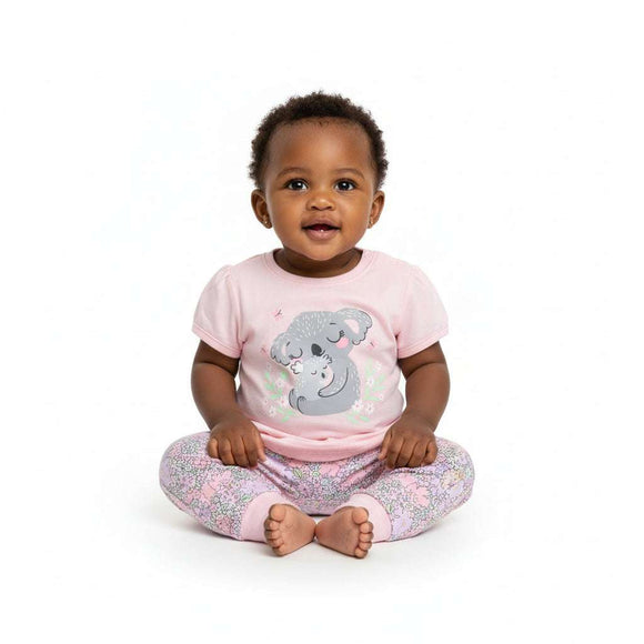 Light Pink Pyjama Set With Bear Print Pale Pink Nawao.com