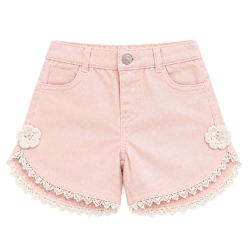 Light Pink Shorts With 3D Flowers Pale Pink Nawao.com