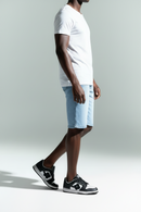 Light Wash Basic 5 Pocket Denim Shorts Light Wash Nawao.com