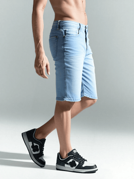 Light Wash Basic 5 Pocket Denim Shorts Light Wash Nawao.com