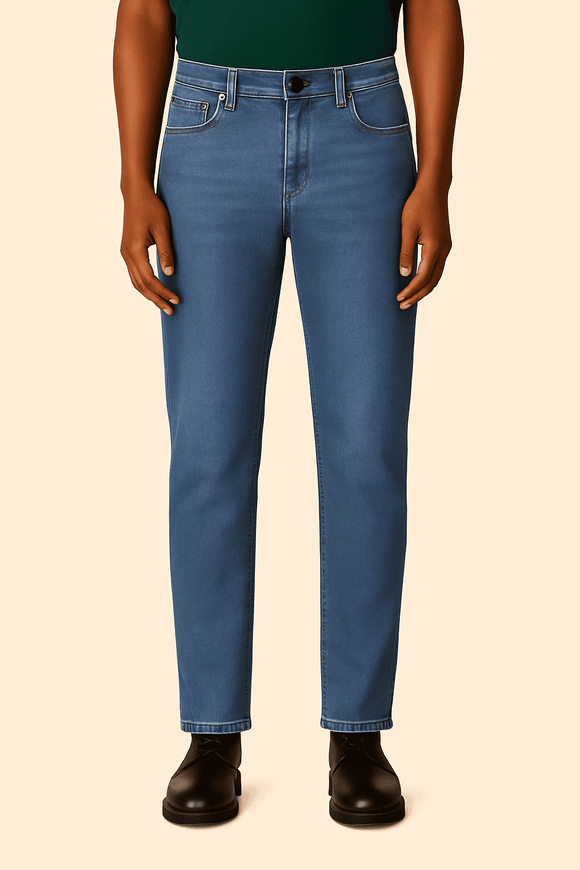 Light Wash Basic 5 Pocket Straight Fit Jeans Light Wash Nawao.com