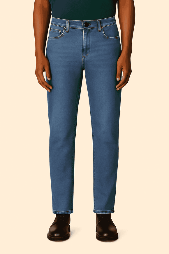 Light Wash Basic 5 Pocket Straight Fit Jeans Light Wash Nawao.com