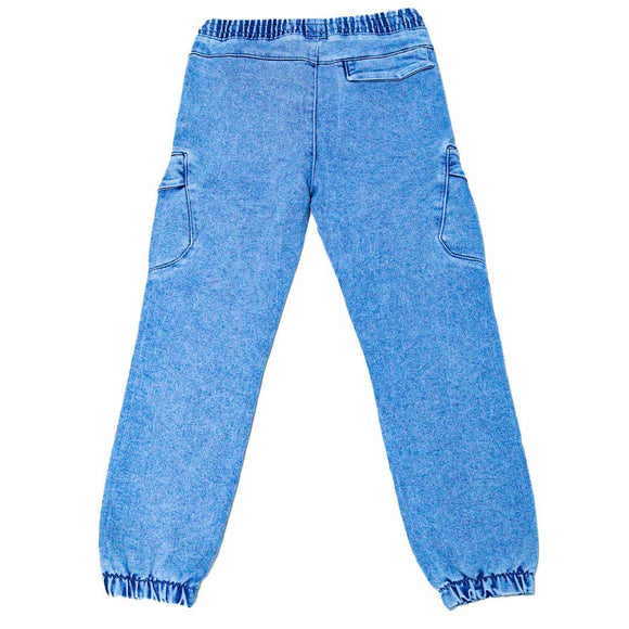 Light Wash Cargo Knit Denim Jeans With Cuff Nawao.com