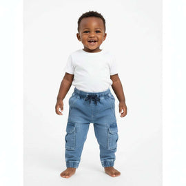 Light Wash Cargo Knit Denim Pant Light Wash Nawao.com