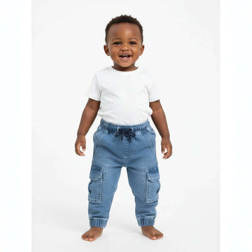 Light Wash Cargo Knit Denim Pant Light Wash Nawao.com