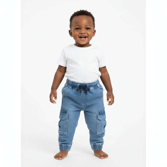 Light Wash Cargo Knit Denim Pant Light Wash Nawao.com