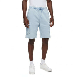 Light Wash Cargo Knit Denim Shorts Light Wash Nawao.com