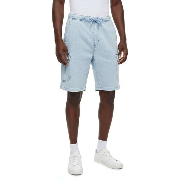 Light Wash Cargo Knit Denim Shorts Light Wash Nawao.com