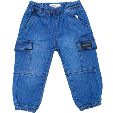 Light Wash Cargo Knitted Jogger Denim Light Nawao.com