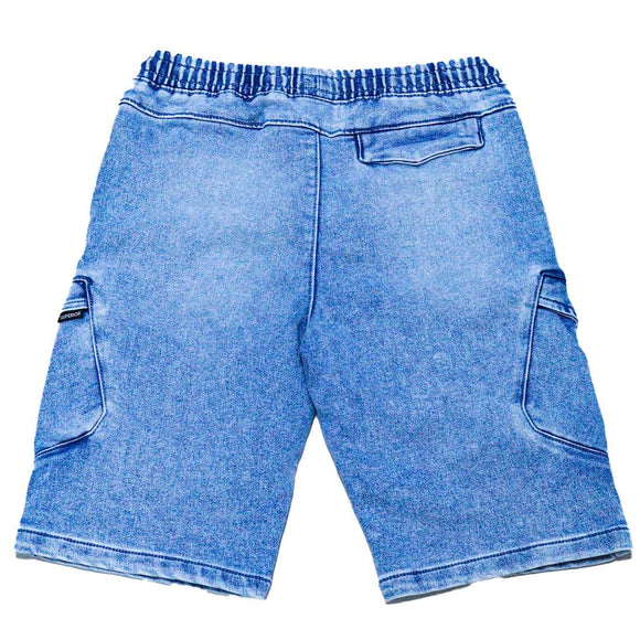 Light Wash Cargo Pocket Pullon Knit Denim Shorts Light Wash 15 16 Years Nawao.com