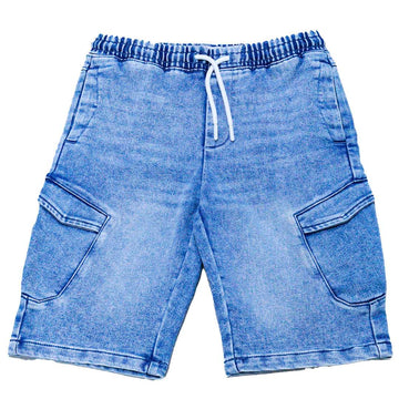 Light Wash Cargo Pocket Pullon Knit Denim Shorts Light Wash 15 16 Years Nawao.com