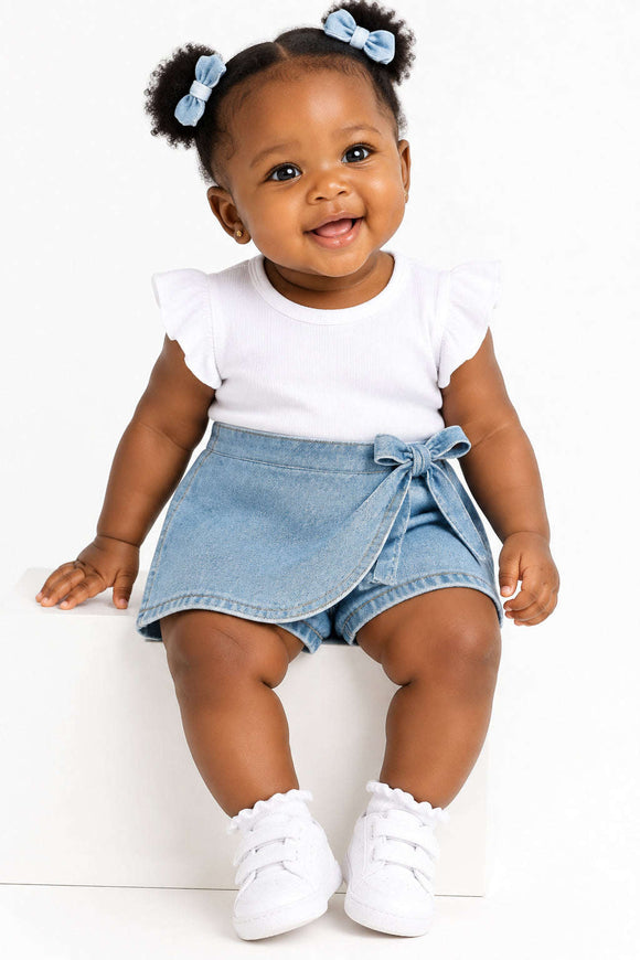 Light Wash Denim Skorts Light Wash Nawao.com