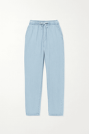 LIGHT WASH ELASTIC WAIST JEANS Nawao.com