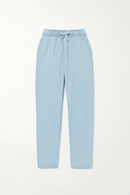 LIGHT WASH ELASTIC WAIST JEANS Nawao.com