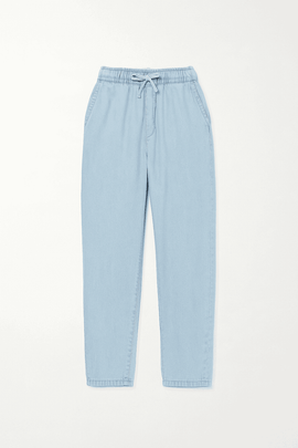 LIGHT WASH ELASTIC WAIST JEANS Nawao.com