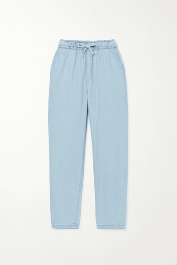 LIGHT WASH ELASTIC WAIST JEANS Nawao.com