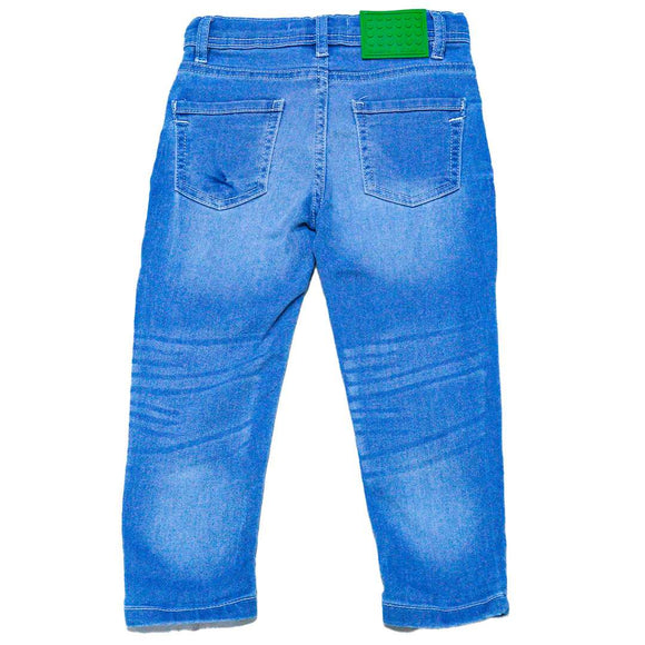 Light Wash Knitted 5 Pocket  With Draw Cord Jeans Light Wash 5 6 Years Nawao.com