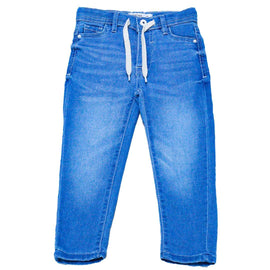 Light Wash Knitted 5 Pocket  With Draw Cord Jeans Light Wash 5 6 Years Nawao.com
