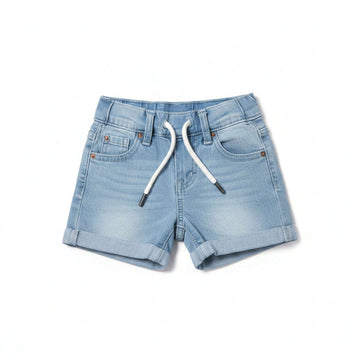 Light Wash Pull On Drawcord  Denim Shorts Light Wash Nawao.com