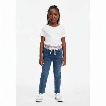 Light Wash Skinny Fit Jeans With Rib At Waist Band Light Wash Nawao.com