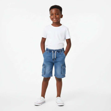 Light Wash Utility Pocket Paneled Shorts Light Wash Nawao.com