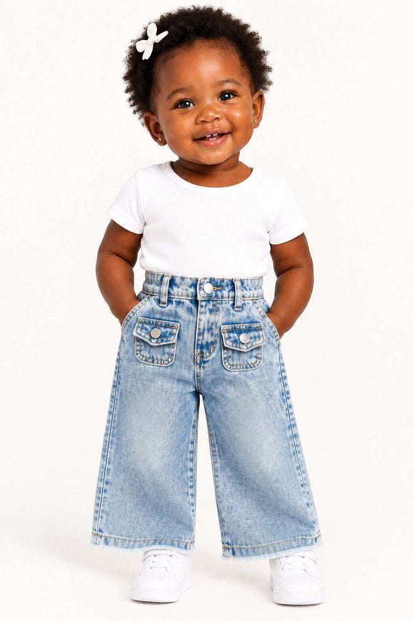 Light Wash Wideleg Front Pocket Jeans Light Wash Nawao.com