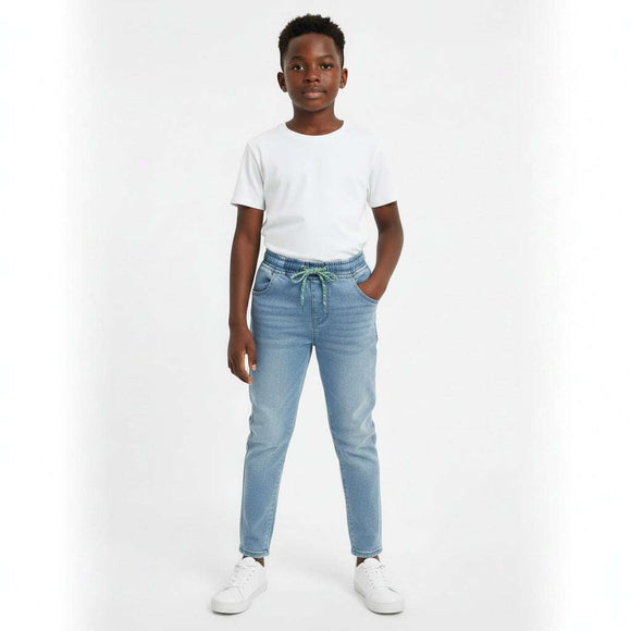 Lightwash Elasticated Waist Jean Light Wash Nawao.com