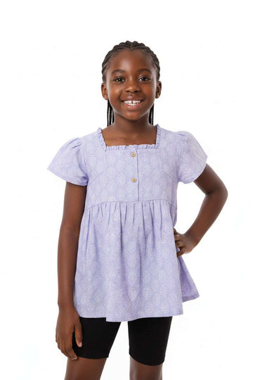 Lilac Aop Cotton Flex Smocking Blouse  Lilac 3 4 Years Nawao.com