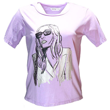 Lilac Girl Foil Embellished T Shirt Nawao.com