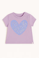 Lilac Heart Placement Print Puff Sleeve Lilac Nawao.com