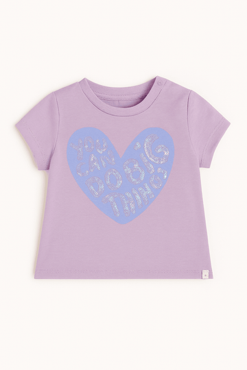 Lilac Heart Placement Print Puff Sleeve Lilac Nawao.com