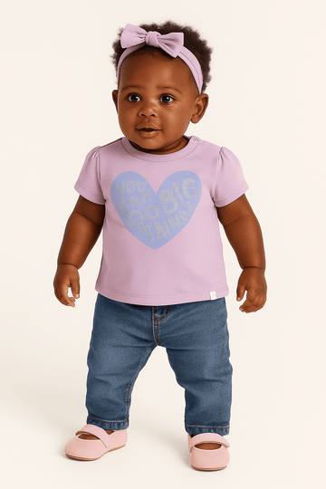 Lilac Heart Placement Print Puff Sleeve Lilac Nawao.com