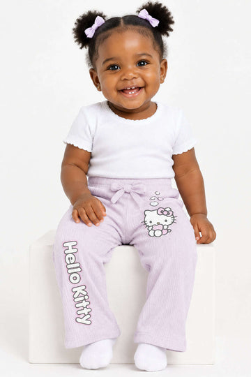 Lilac  Hello Kitty Flared Rib Active Pants Lilac Nawao.com