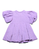 Lilac Jacquard Puff Sleeves Dress Nawao.com