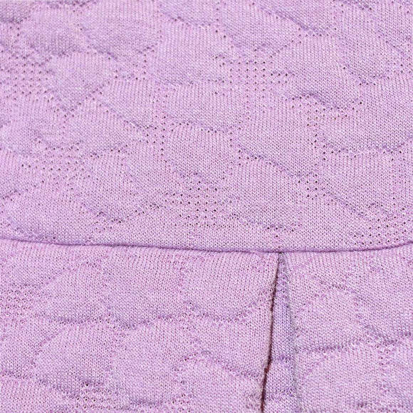 Lilac Jacquard Puff Sleeves Dress Nawao.com