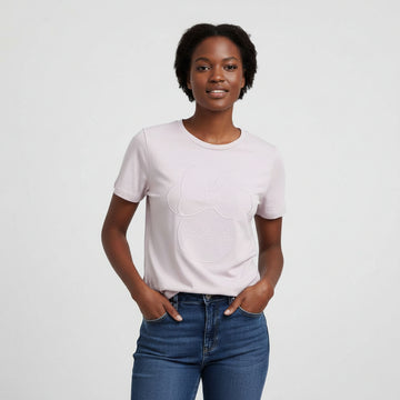 Lilac Minnie Embroidered T Shirt Nawao.com