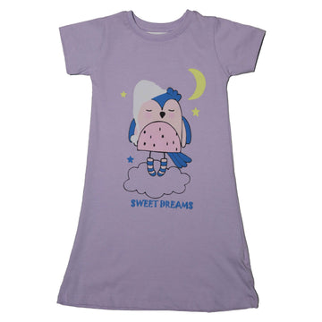 Lilac Placement Print Night Tshirt Nawao.com