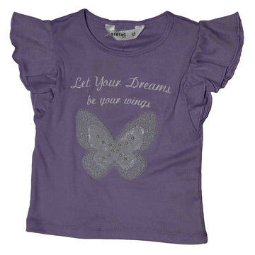 Lilac S S Beads 3D Applique Work Tshirt Nawao.com