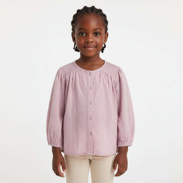 Lilac Schiffly Long Sleeve Blouse Nawao.com
