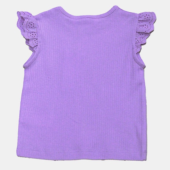 Lilac Schifly Frill Sleeves T Shirt Lilac Nawao.com